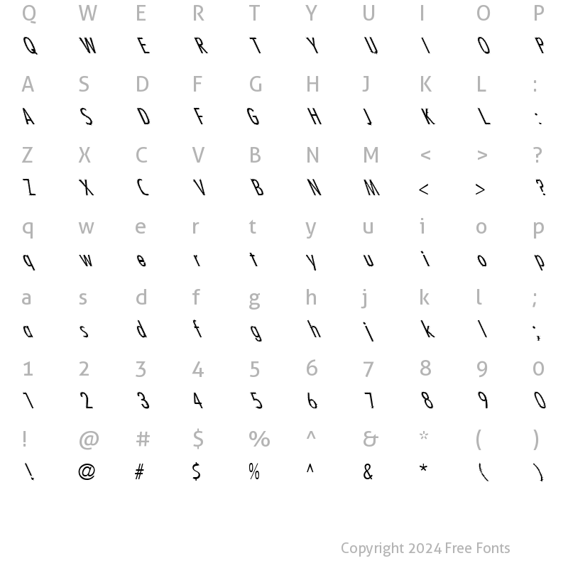 Character Map of Ashes 1 Regular