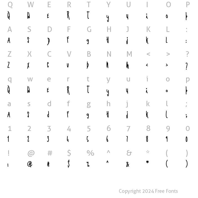 Character Map of Ashial Regular