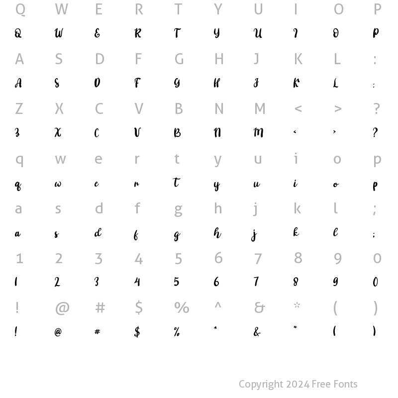 Character Map of Ashifa Regular