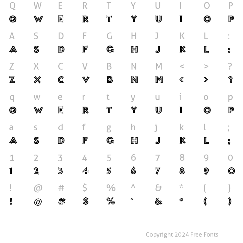 Character Map of Ashley Inline MT Std Regular