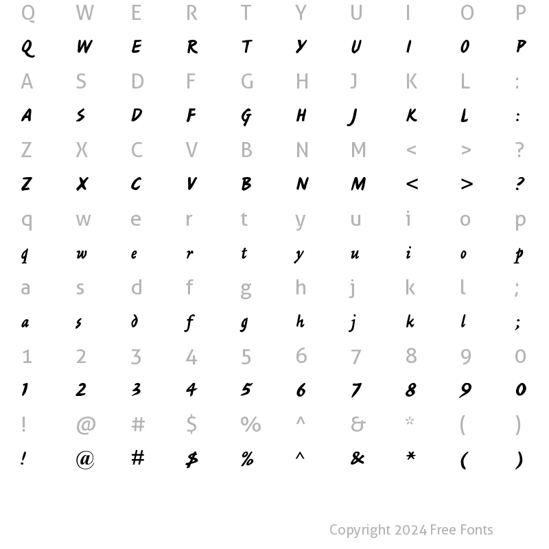 Character Map of Ashley Script MT Regular