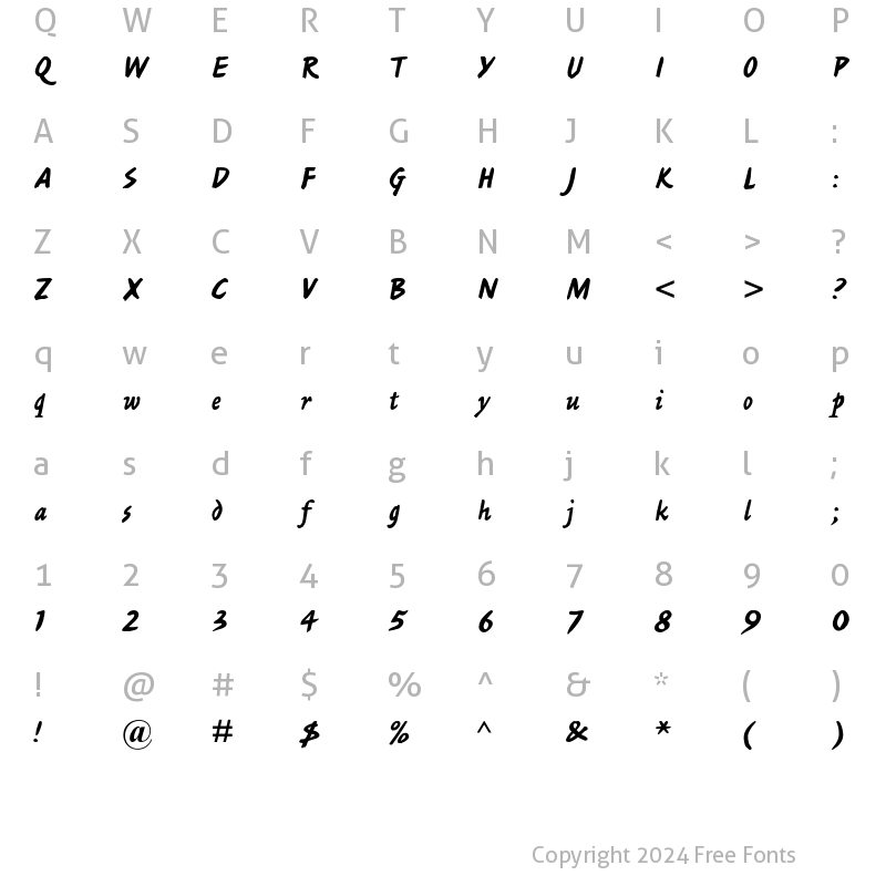 Character Map of Ashley Script MT Std Regular