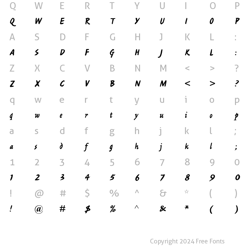 Character Map of Ashley Script Regular