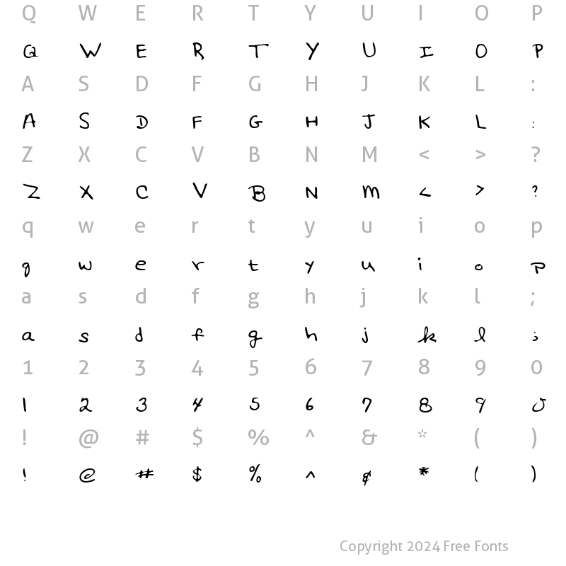 Character Map of AshtonsHand Regular