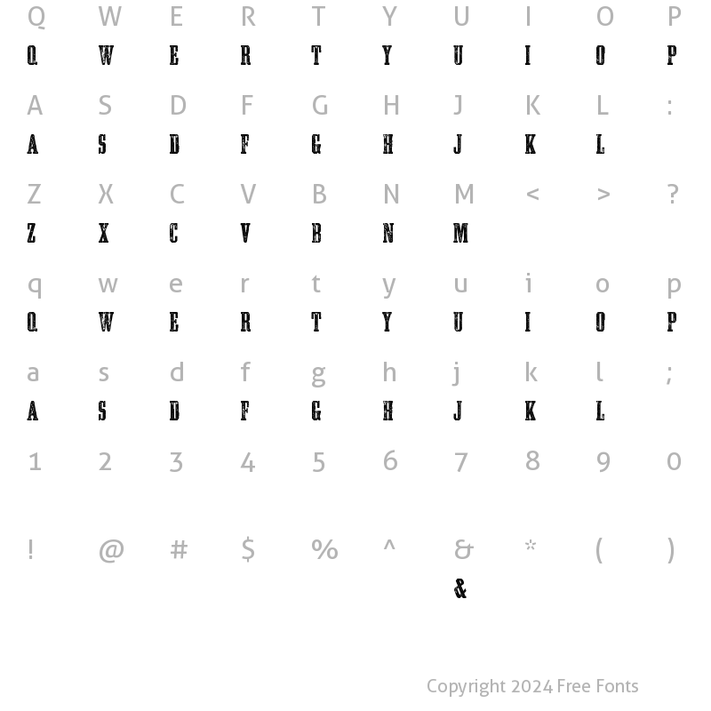 Character Map of Ashwood Condensed WF Regular