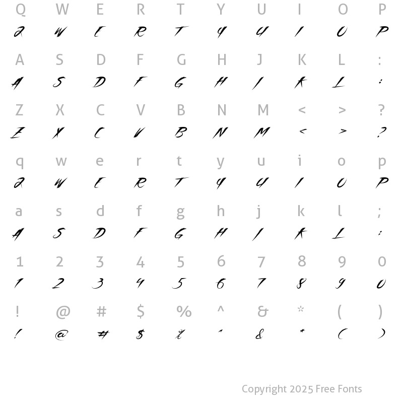 Character Map of Asia Otasi Capital Regular