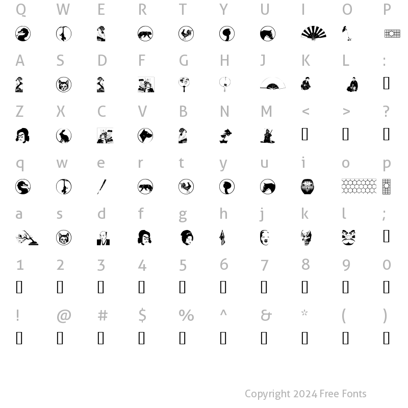 Character Map of Asian Dings Regular