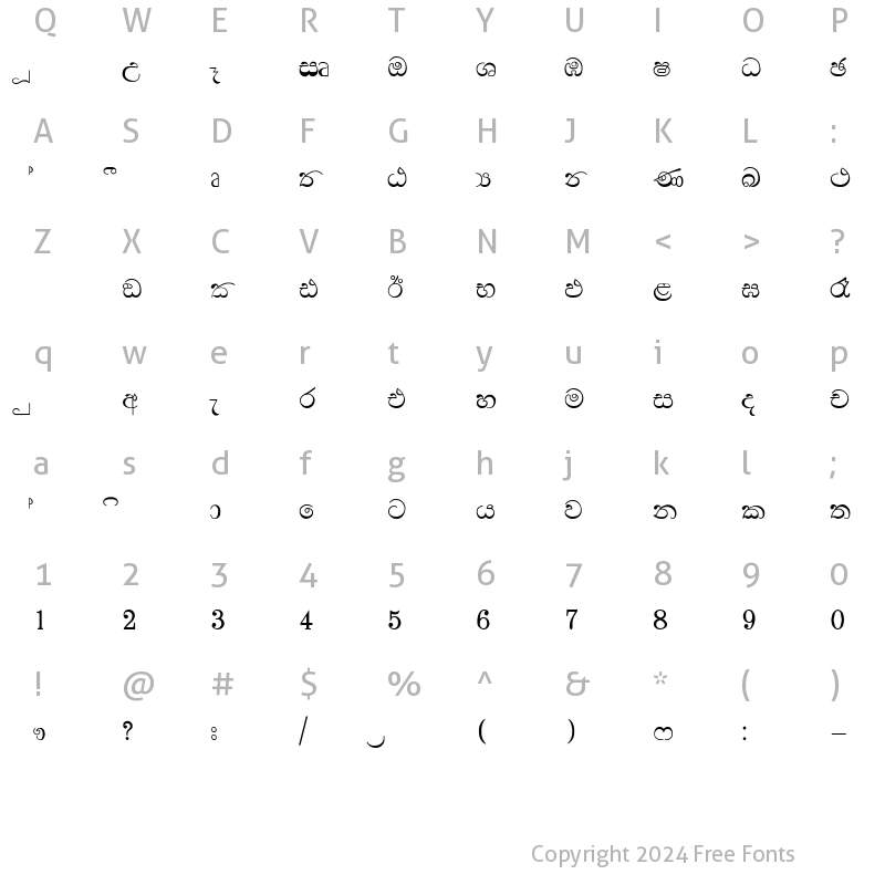 Character Map of aSinhalaApple Regular