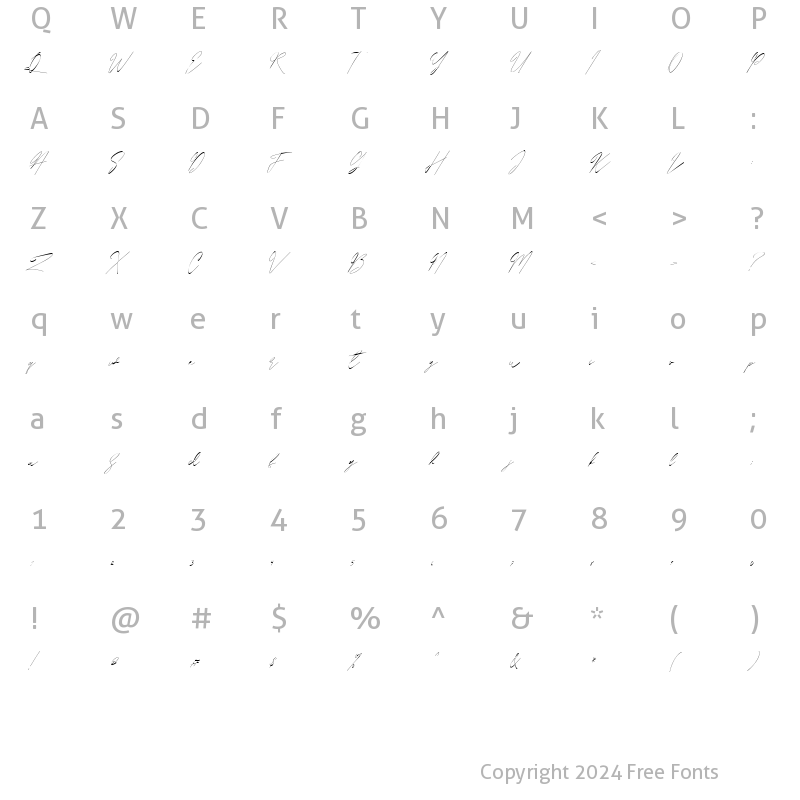 Character Map of Asolitude Regular