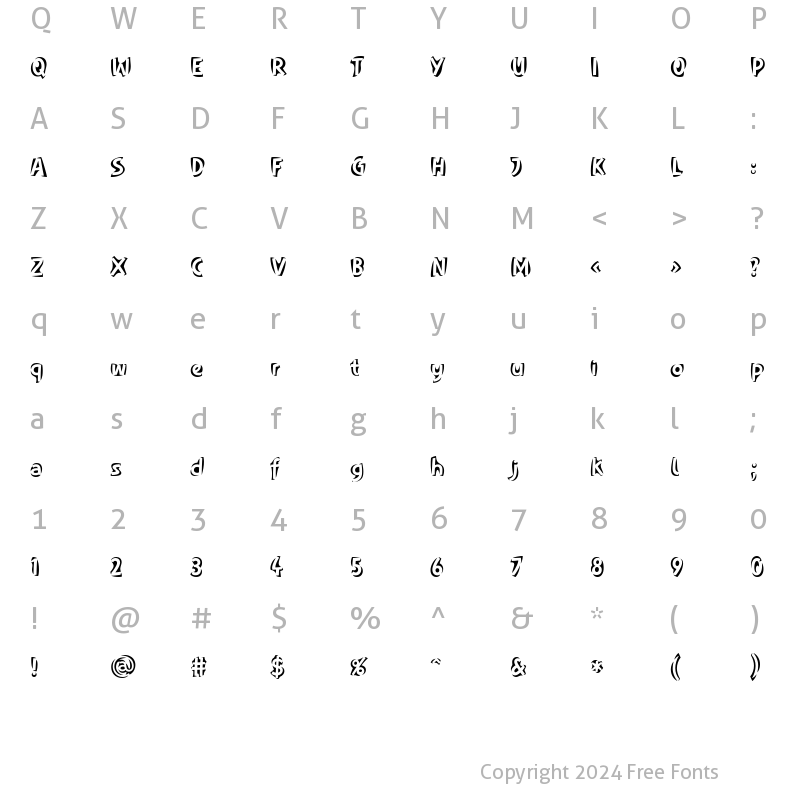 Character Map of Aspect LT Regular Regular