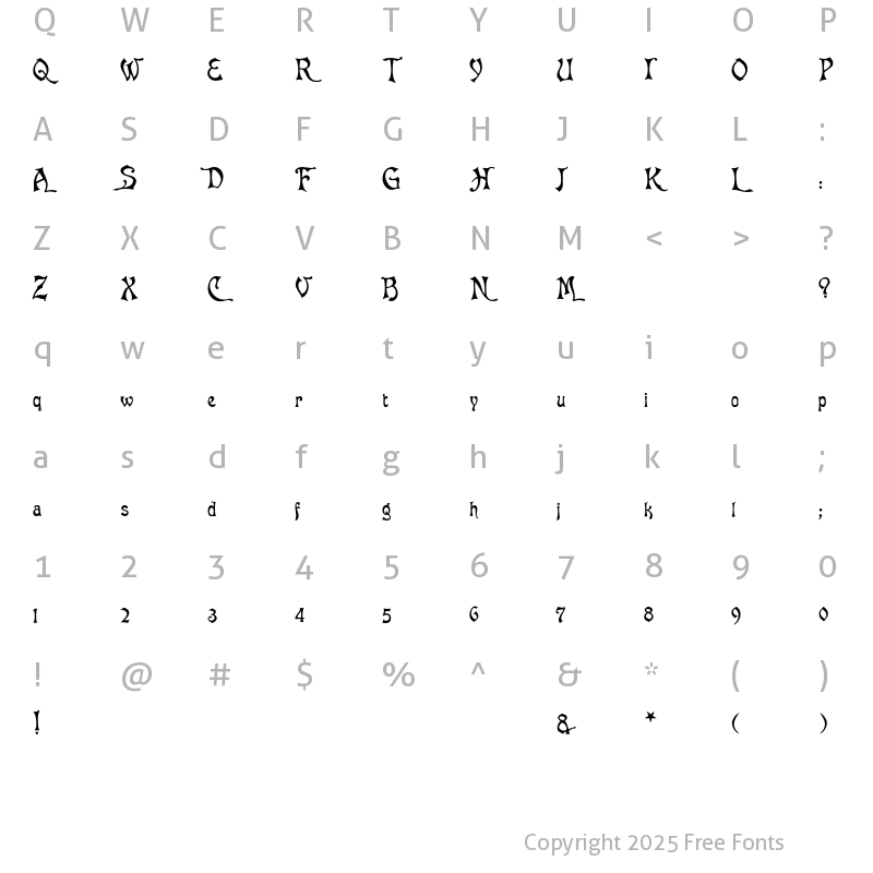 Character Map of Asphodel Regular