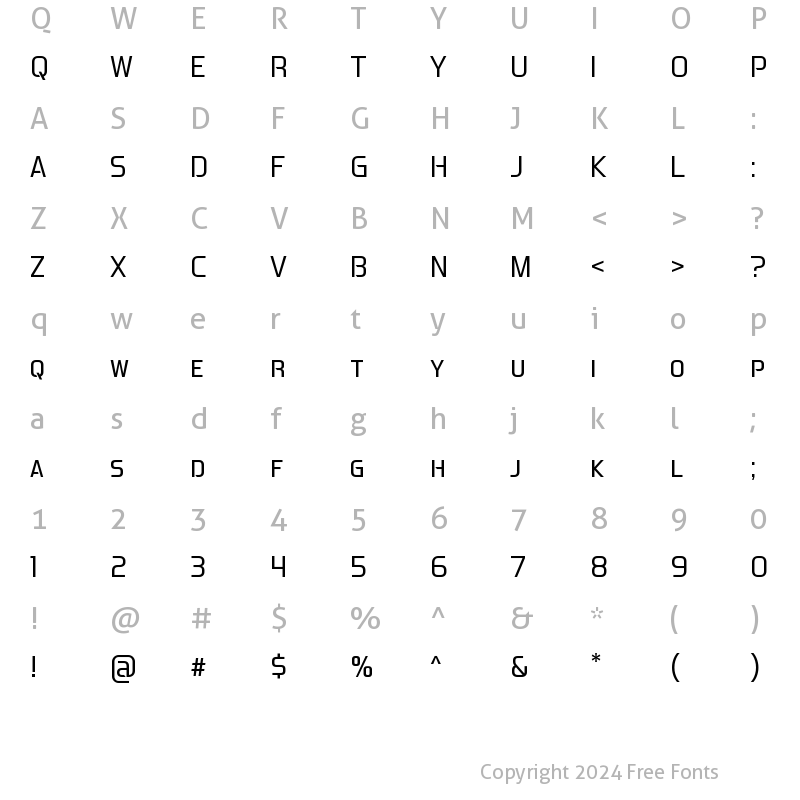 Character Map of AspireNarrowSCLight-Regular ?