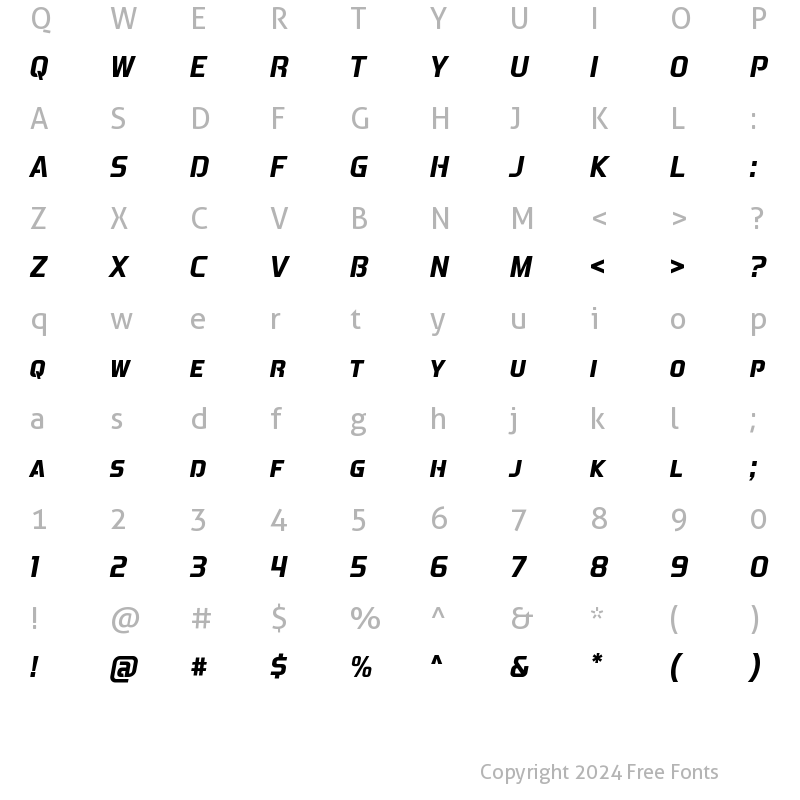 Character Map of AspireNarrowSCOblique-Regular ?