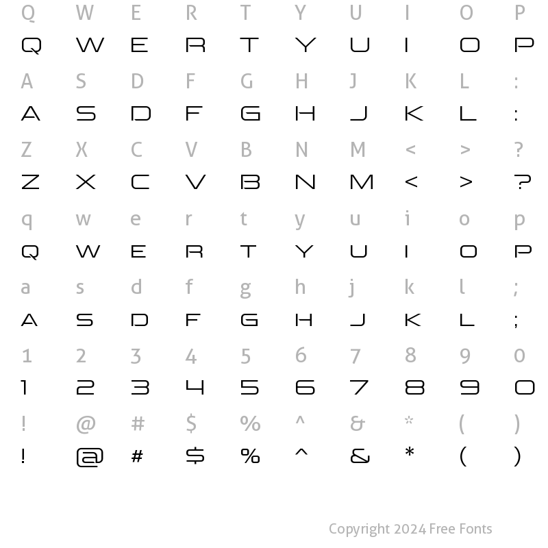 Character Map of AspireSCLight-Regular ?