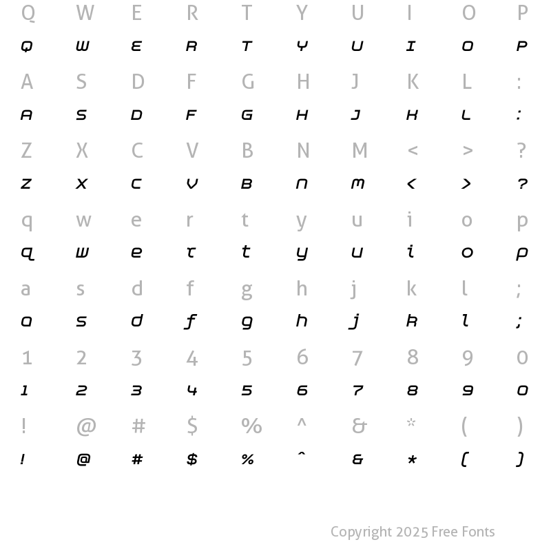 Character Map of Aspirin AdvanceBold Italic Regular