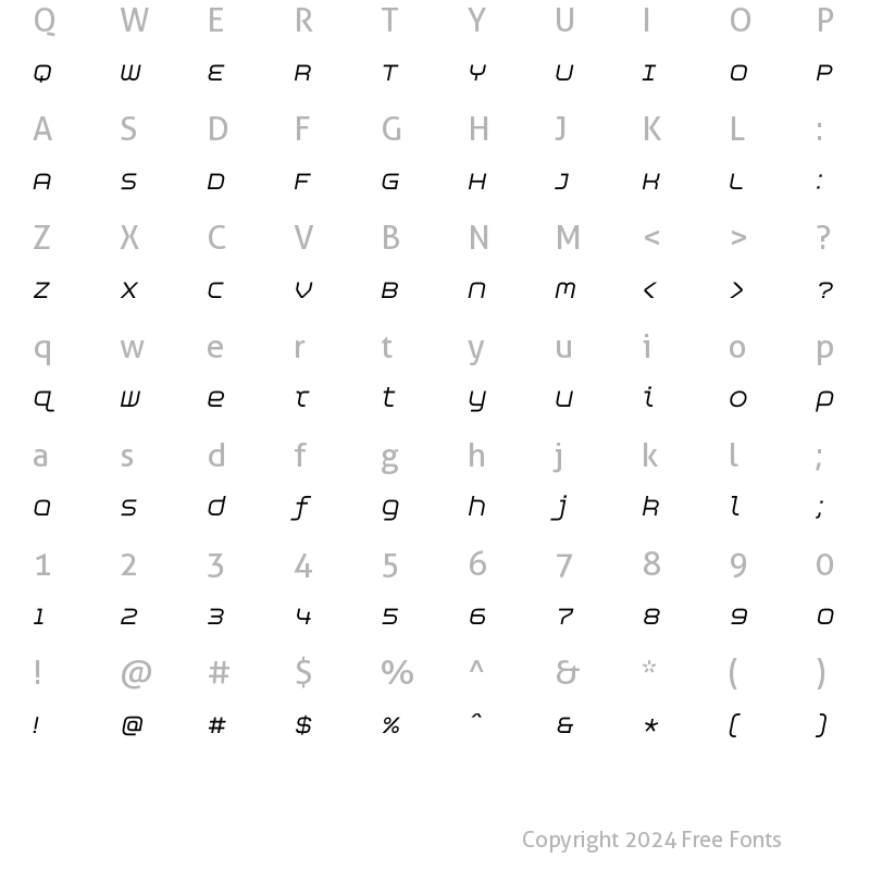 Character Map of Aspirin AdvanceItalic Regular