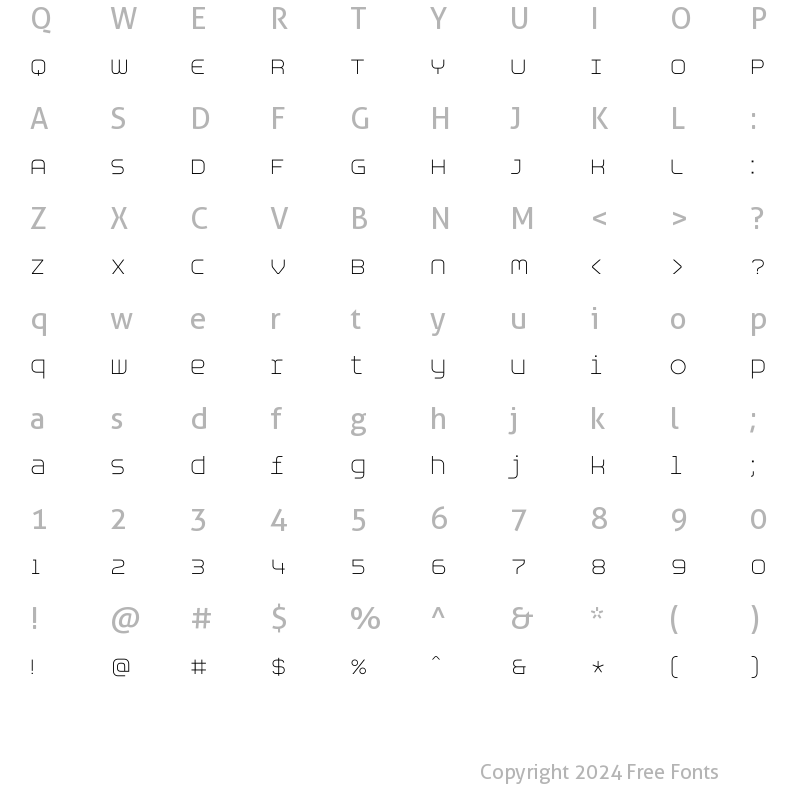 Character Map of Aspirin AdvanceLight Regular