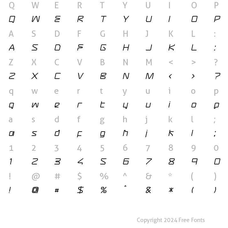 Character Map of Assembler-Oblique Regular