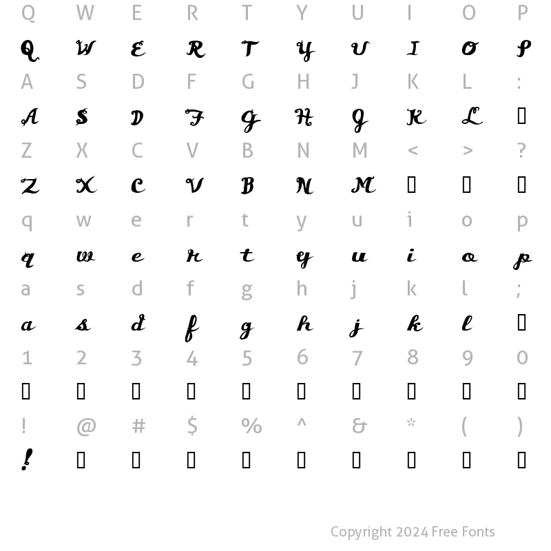 Character Map of Asswipe Regular