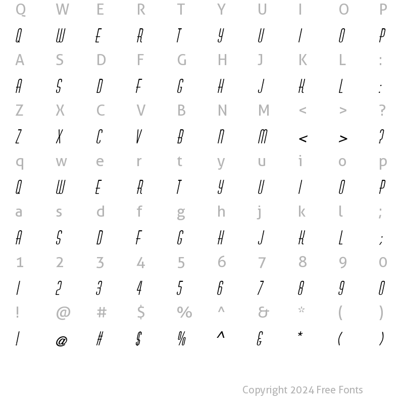 Character Map of Astaire BlackItalic