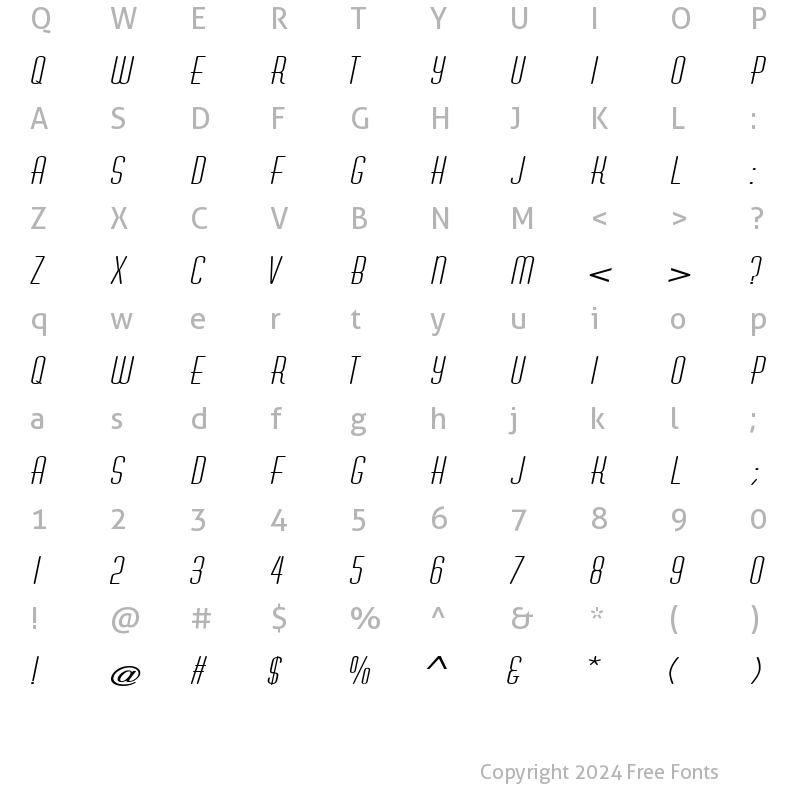 Character Map of AstaireExtended Italic