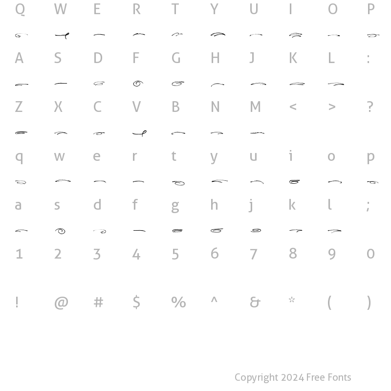 Character Map of Aster Love Underlines Regular