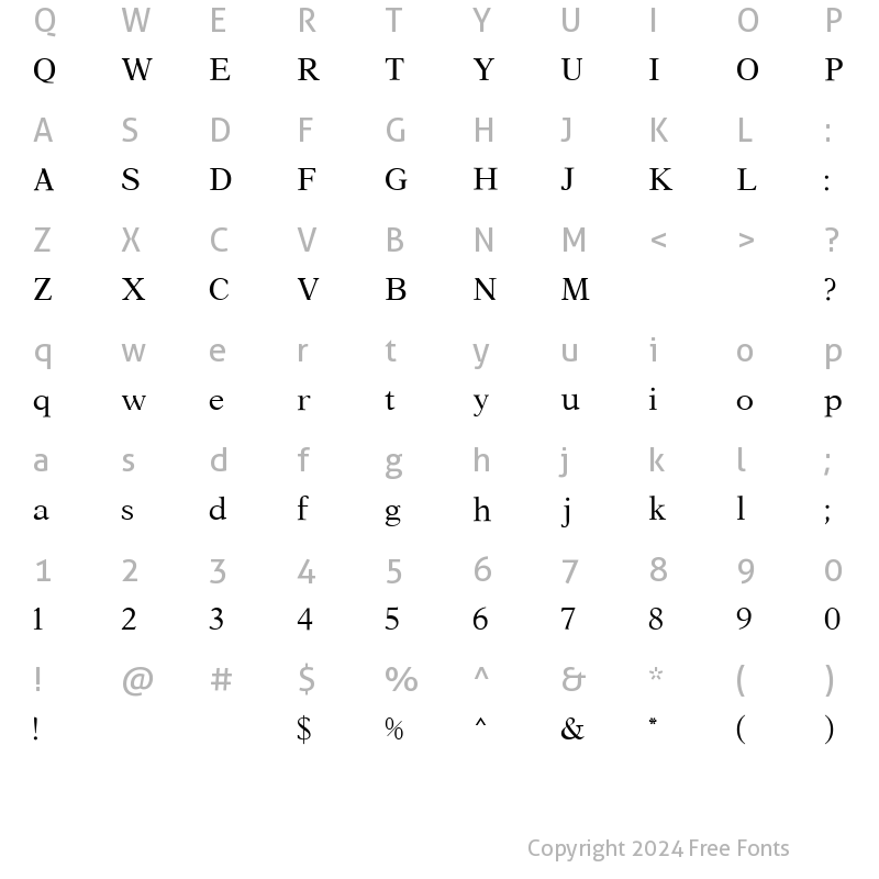 Character Map of Aster MN Roman