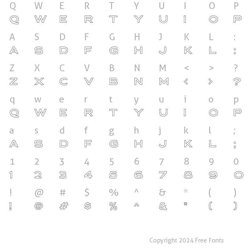 Character Map of Asterone Outline Regular