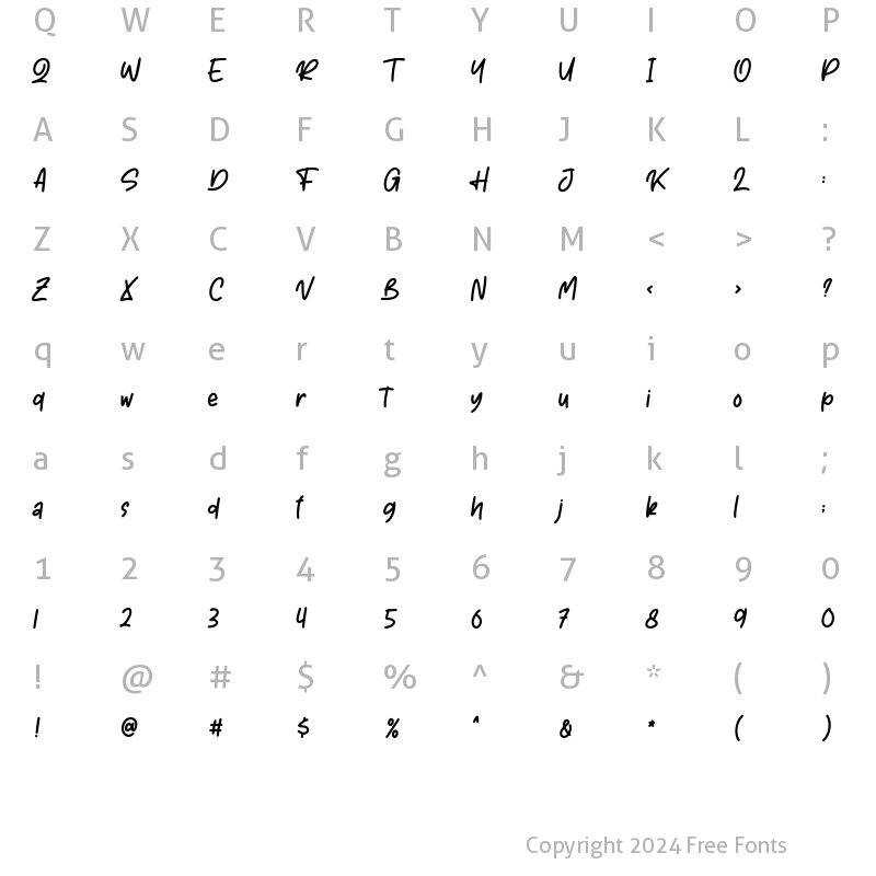 Character Map of Astherik Regular