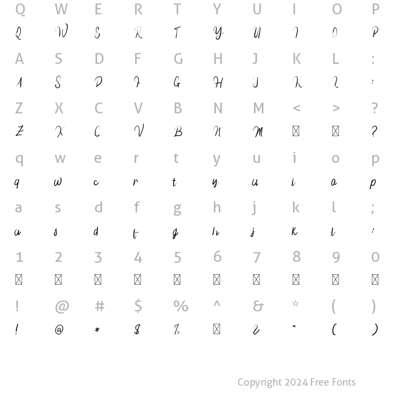 Character Map of Astilla Regular