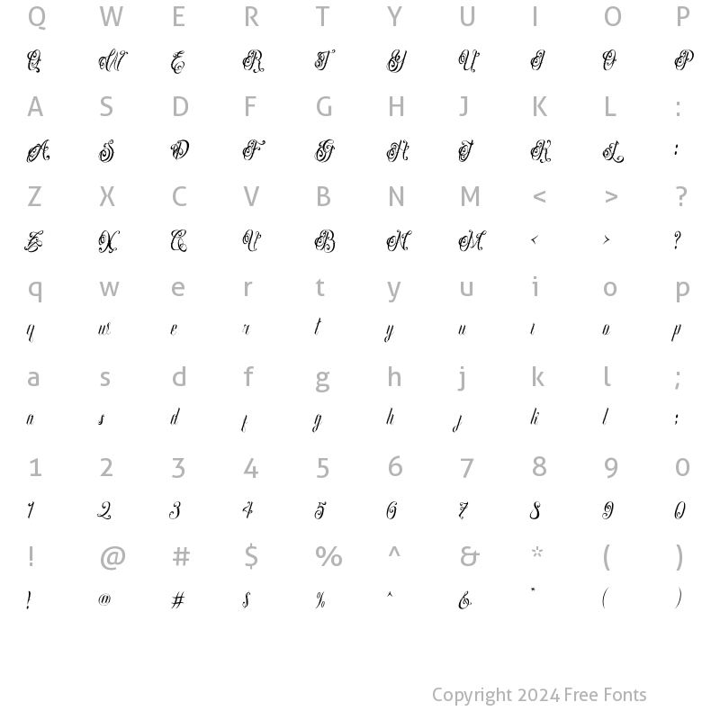 Character Map of Astolfo Regular