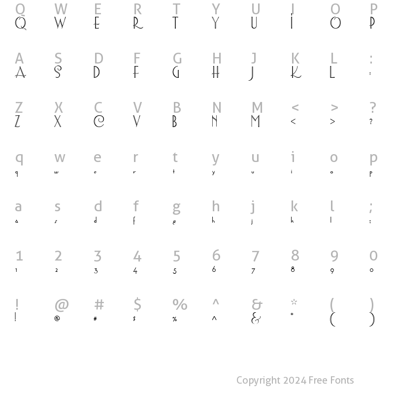 Character Map of Astoria Titling Nf Regular