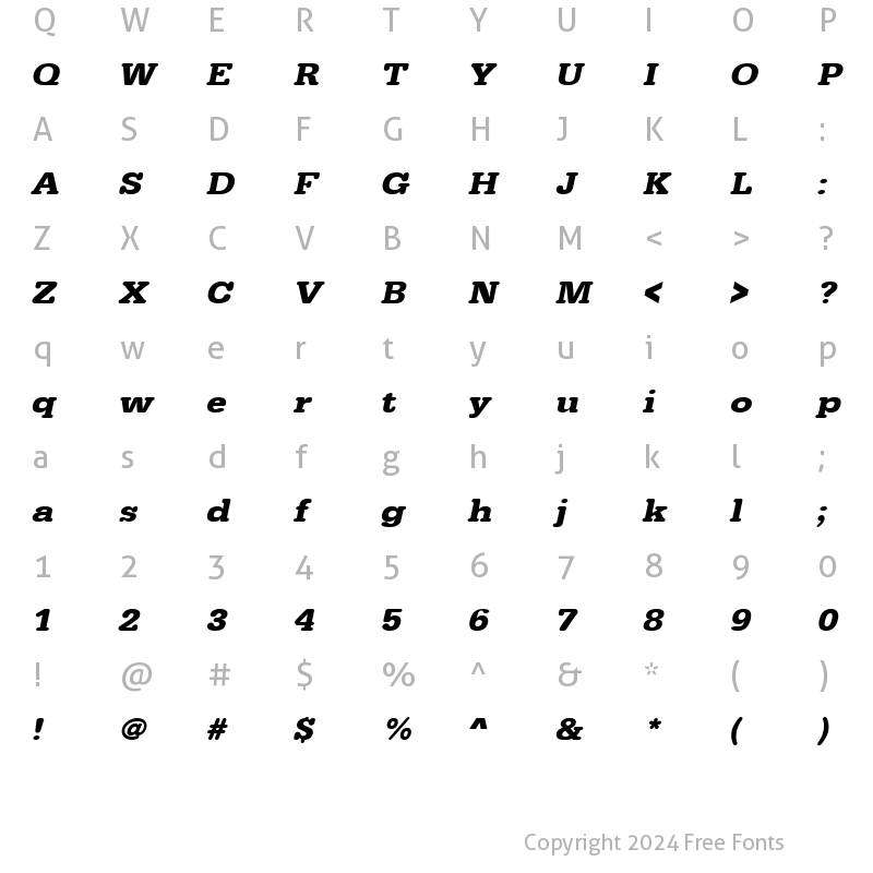 Character Map of AstridBeckerExtended Bold Italic