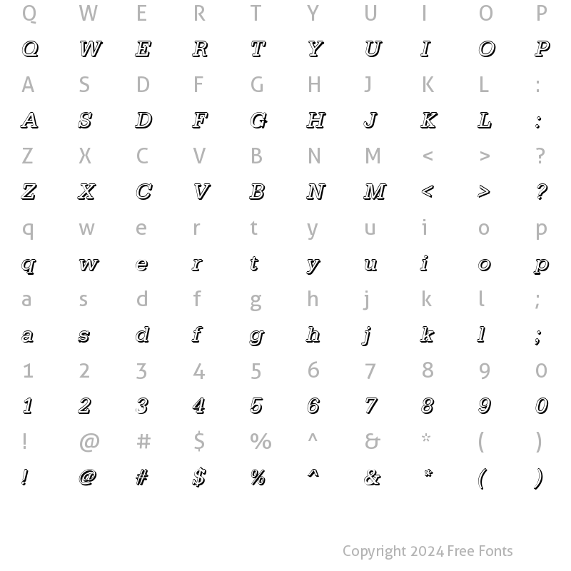 Character Map of AstridBeckerShadow Italic