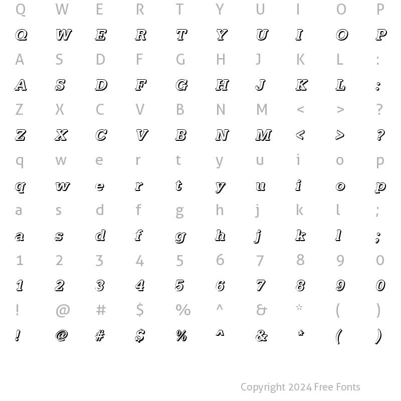 Character Map of AstridBeckerShadow-Medium Italic