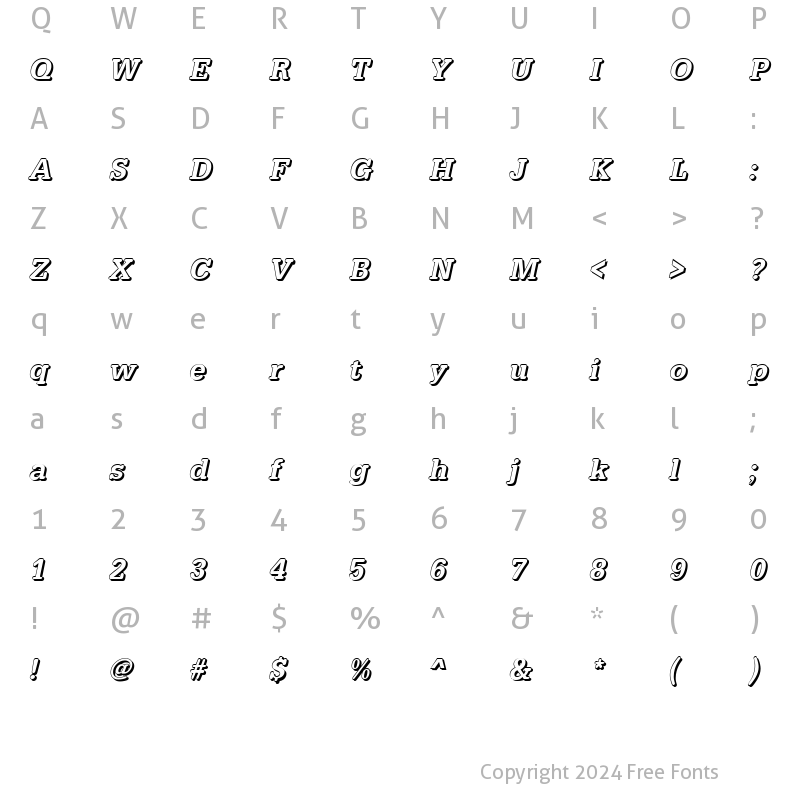 Character Map of AstridBeckerShadowC-Medium Italic