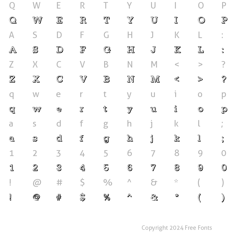 Character Map of AstridBeckerShadowW Regular