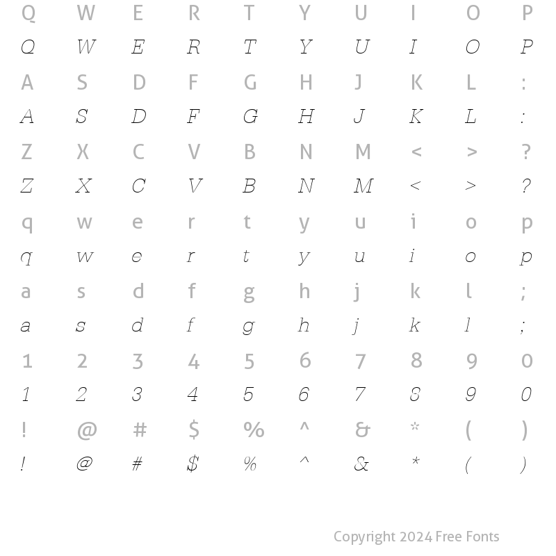 Character Map of AstridBeckerXlight Italic