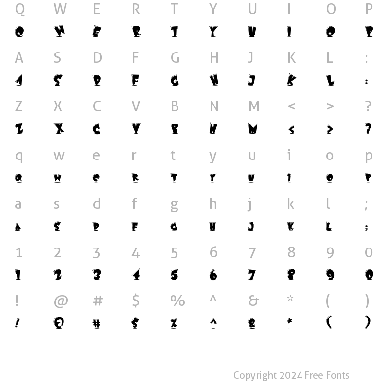 Character Map of Astro Black Std ITC Regular