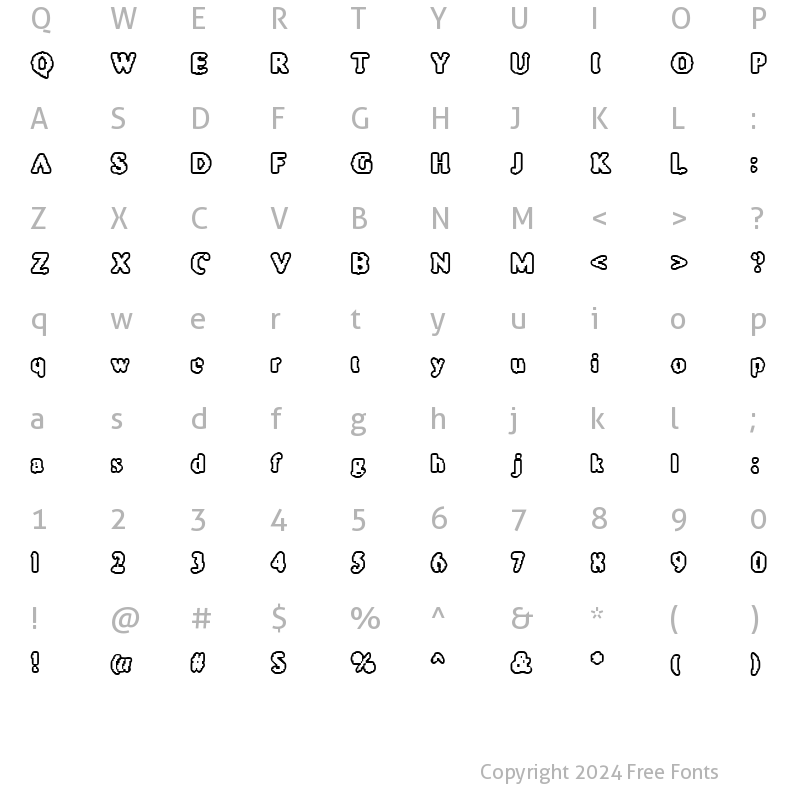 Character Map of Astro Creep 2 Regular