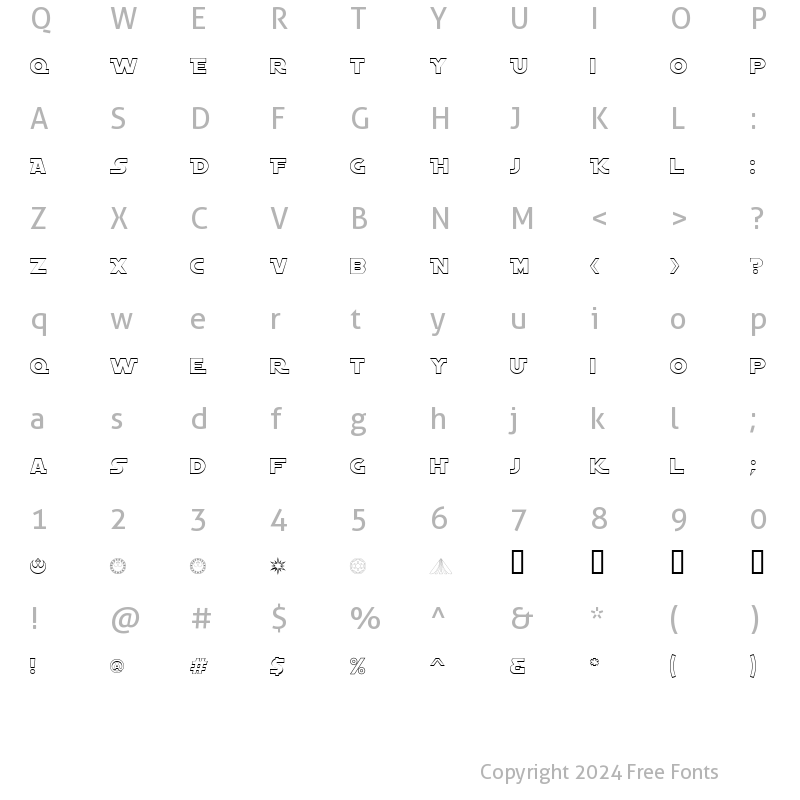 Character Map of AstroAlternateOutline Regular