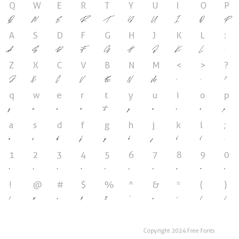 Character Map of Astrolove Regular