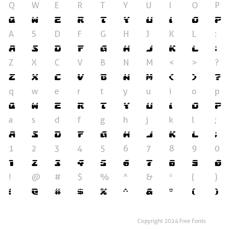 Character Map of Astropolis Laser Regular