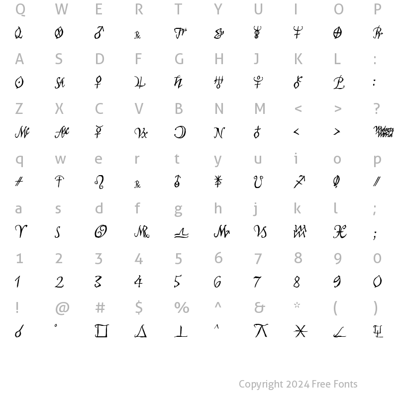 Character Map of AstroScript Bold