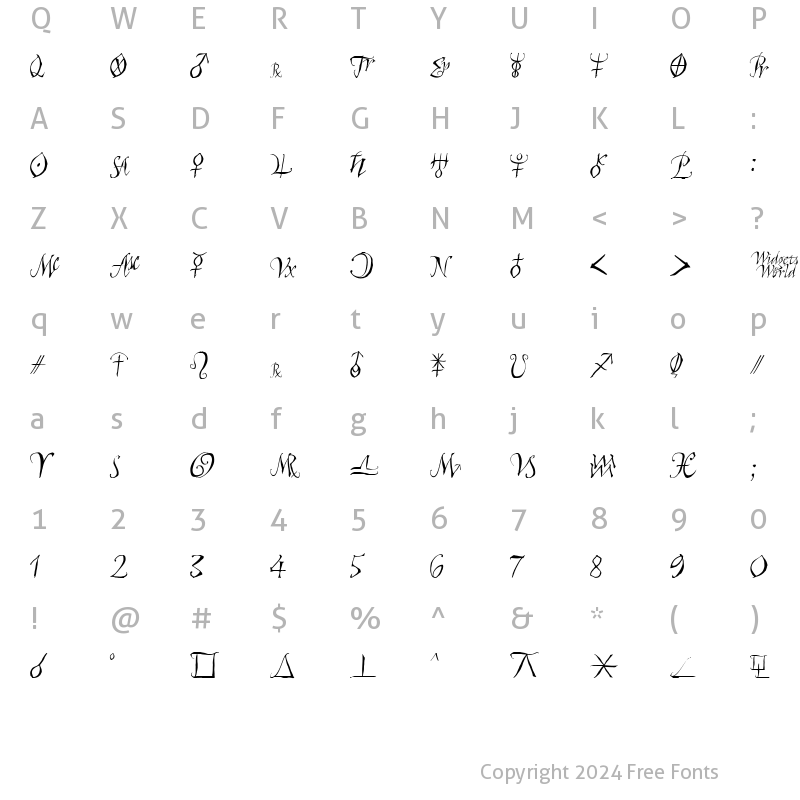 Character Map of AstroScript Regular