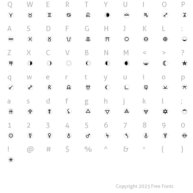 Character Map of AstrotypeP LT Std Dot