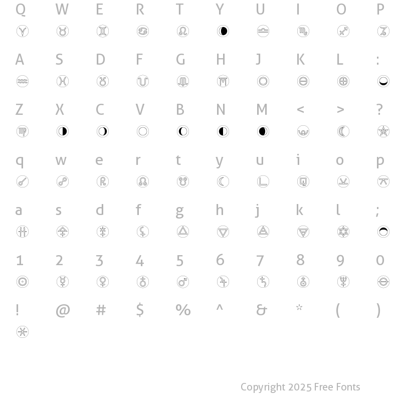 Character Map of AstrotypeP LT Std DotOutline