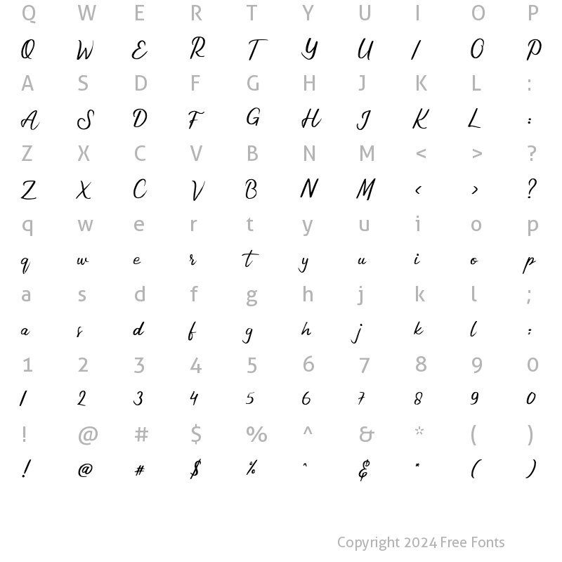 Character Map of Asturie Regular