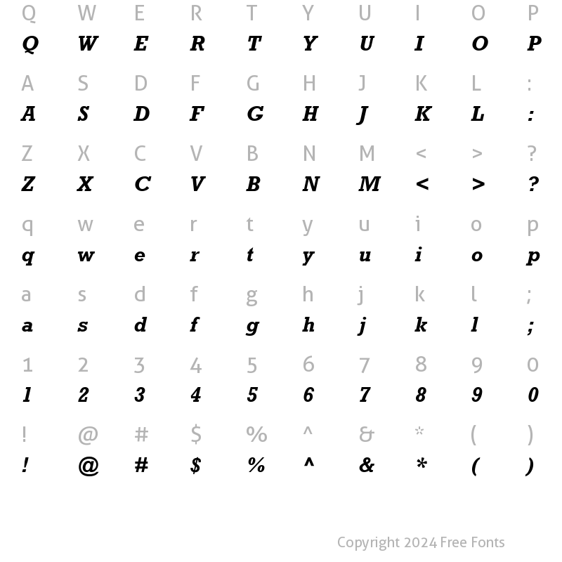 Character Map of Astute SSi Bold Italic