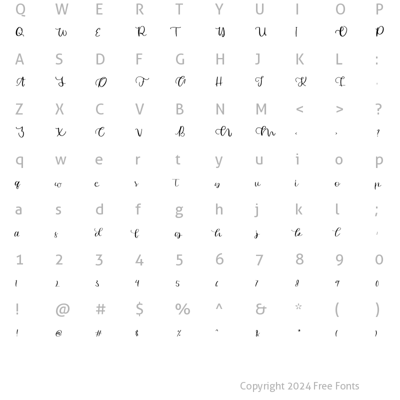 Character Map of Asya Regular